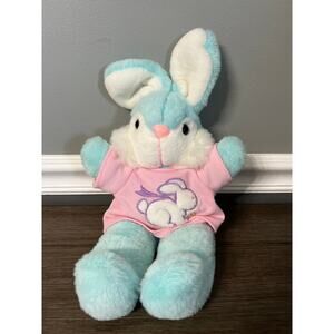 MTY International Blue Bunny with Pink Tee Bunny Plush‎